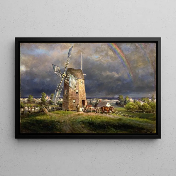 Old mill with a hook, Easthampton - Edward Lamson Henry — framed artwork on a wall