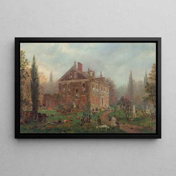 L'Attaque de la maison Chew pendant la bataille de Germantown 1777 - Edward Lamson Henry — framed artwork on a wall
