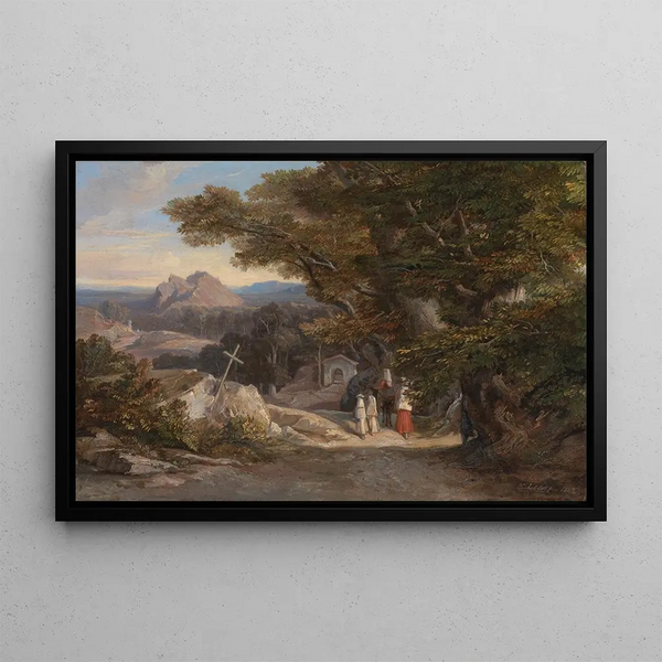 Between Olavano and Civitella - Edward Lear — framed artwork on a wall