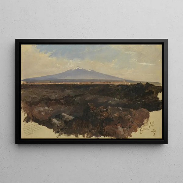 Catane et le mont Etna - Edward Lear — framed artwork on a wall