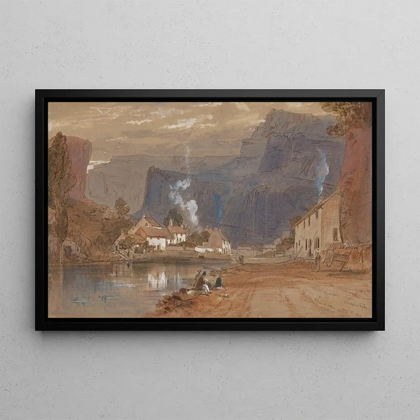 Cliffs of Cheddar, Somerset - Edward Lear — framed artwork on a wall