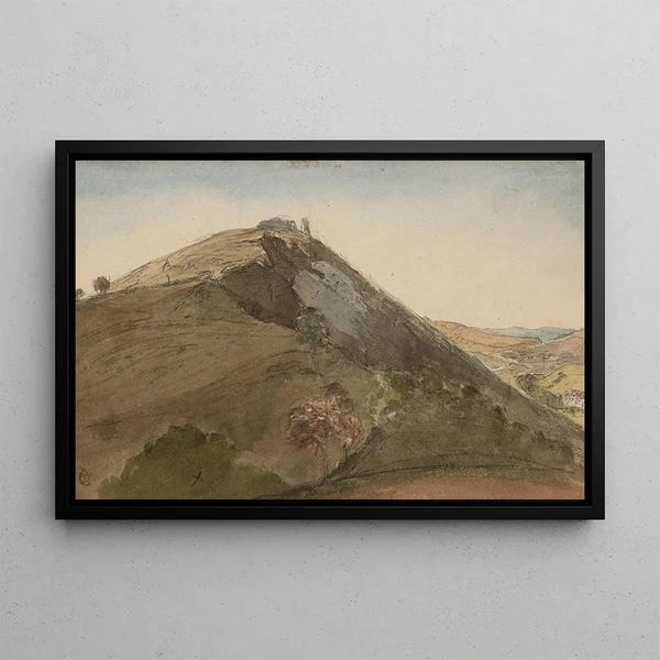 Landscape Painting of the Countryside Coast - Edward Lear — framed artwork on a wall