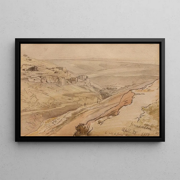 Jerusalem Painting - Edward Lear — framed artwork on a wall