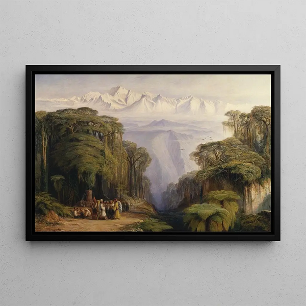 Kangchenjunga painting from Darjeeling - Edward Lear — framed artwork on a wall