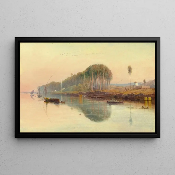Cheikh Abadeh sur le Nil - Edward Lear — framed artwork on a wall