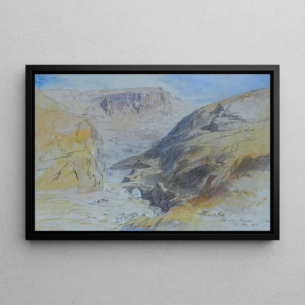 La gorge à Souk Wady Barada, Liban - Edward Lear — framed artwork on a wall
