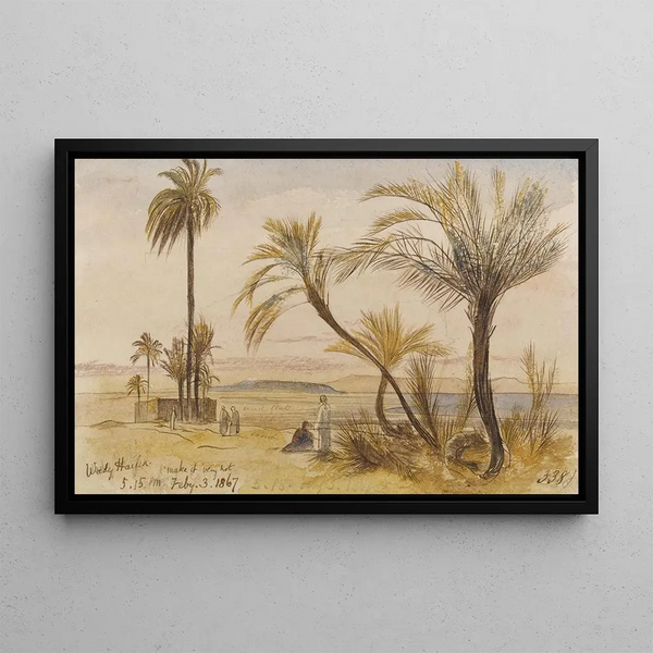 Wadi Halfa painting, Egypt - Edward Lear — framed artwork on a wall
