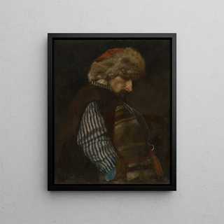 a peasant with a fur hat - Edward Mateusz Jan Römer — framed artwork on a wall