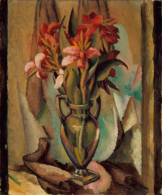 Flower painting in a vase with handle - Edward Middleton Manigault — artwork view