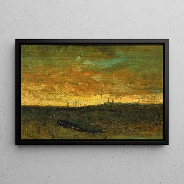 Sunset Scene - Edward Mitchell Bannister — framed artwork on a wall