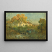 L'abreuvoir homme dans une charrette avec des bœufs à l'abreuvoir - Edward Mitchell Bannister — framed artwork on a wall
