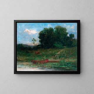 L'atterrissage à la ferme - Edward Mitchell Bannister — framed artwork on a wall