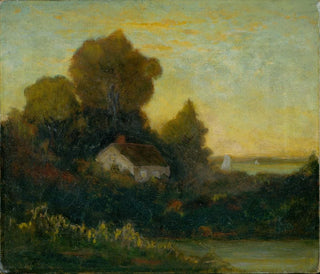 House without title in the woods near the lake - Edward Mitchell Bannister — artwork view