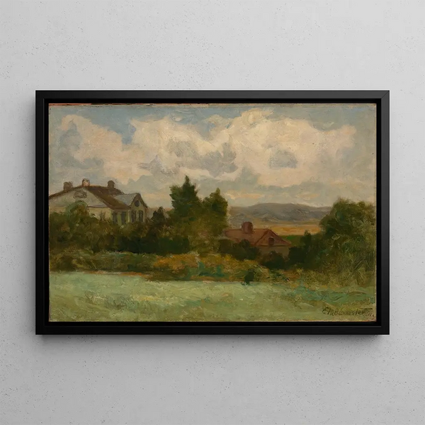 Untitled Painting: Houses and Trees - Edward Mitchell Bannister — framed artwork on a wall