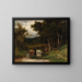 Landscape painting titled "Untitled" with cows in a stream near trees - Edward Mitchell Bannister — framed artwork on a wall