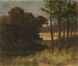 Untitled Landscape with Trees and a Woman - Edward Mitchell Bannister — artwork view