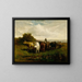 Homme sans titre à cheval, femme à pied conduisant du bétail - Edward Mitchell Bannister — framed artwork on a wall