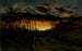 Sunset without title with quarter moon and farm - Edward Mitchell Bannister — artwork view