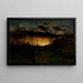 Sunset without title with quarter moon and farm - Edward Mitchell Bannister — framed artwork on a wall