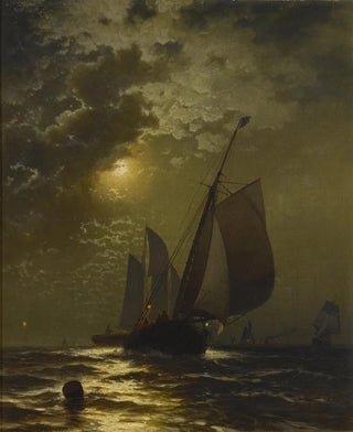 Edward Moran - Fishing Boats in the Moonlight.webp