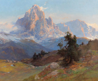 A view of Mount Sassolungo - Edward Theodore Compton — artwork view