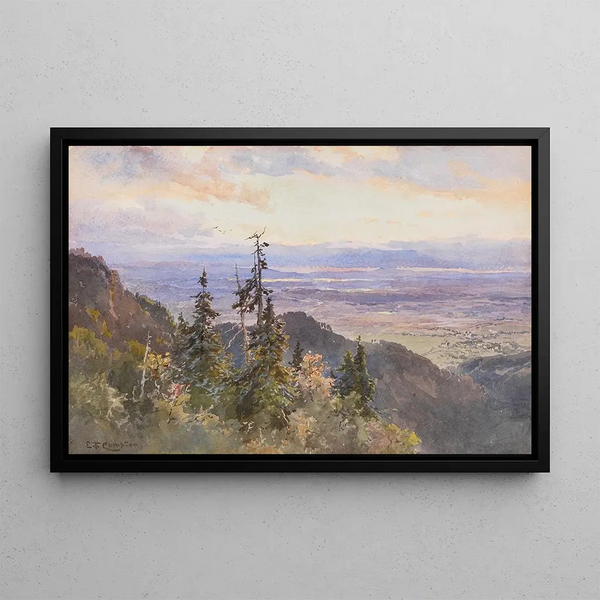 À la Benediktenwand, vue sur Schlehdorf et le Kochelsee - Edward Theodore Compton — framed artwork on a wall