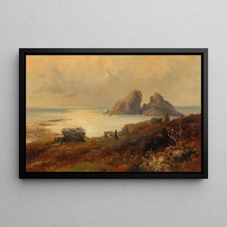 Coastal Landscape Painting - Edward Theodore Compton — framed artwork on a wall