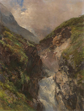 Mountain Gorge with Roaring Waterfall - Edward Theodore Compton — artwork view