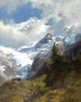 High mountain landscape painting with glacier - Edward Theodore Compton — artwork view