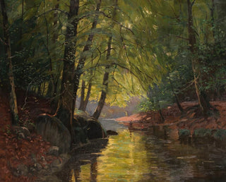 Fishing scene in the Spreewald - Edward Theodore Compton — artwork view