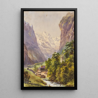 Lauterbrunnen Switzerland Painting - Edward Theodore Compton — framed artwork on a wall
