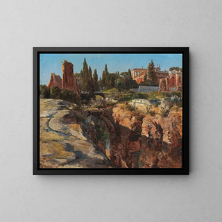 Palatine Hill Painting in Rome - Edward Theodore Compton — framed artwork on a wall
