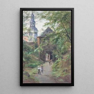 Reproduction of the painting Promeneurs au Mönchsberg avec vue sur l'église de Mülln - Edward Theodore Compton