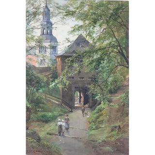 Reproduction of the painting Promeneurs au Mönchsberg avec vue sur l'église de Mülln - Edward Theodore Compton