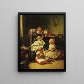 An Afternoon with Grandma - Edward Thompson Davis — framed artwork on a wall