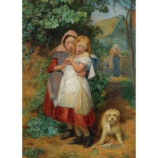 Girls frightened by a dog - Edward Thompson Davis — artwork view