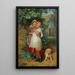 Girls frightened by a dog - Edward Thompson Davis — framed artwork on a wall