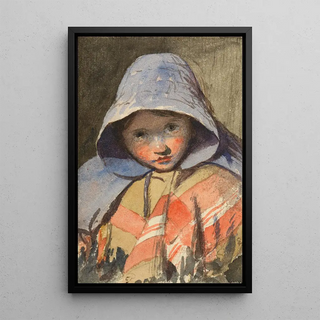 Head of a Young Girl - Edward Thompson Davis — framed artwork on a wall