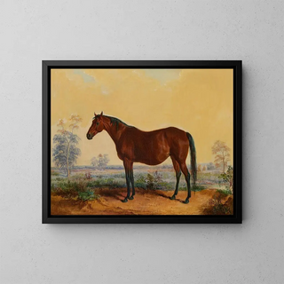 Dixie in the landscape - Edward Troye — framed artwork on a wall