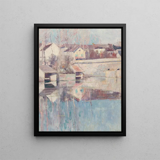 Reflections by the lake edge - Edward Wilbur Dean Hamilton — framed artwork on a wall