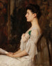 Portrait painting of Edith Wayne, seated woman in profile - Edward Wilbur Dean Hamilton — artwork view