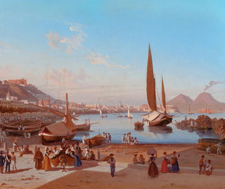 Naples with Vesuvius in the distance - Edward William Cooke — artwork view