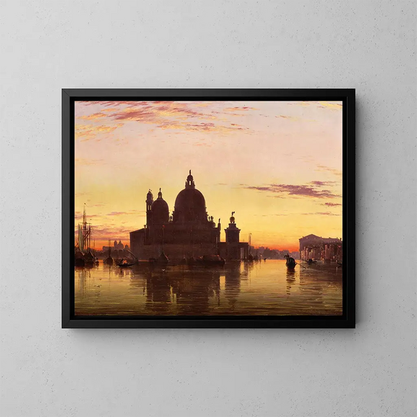 Venice, Santa Maria della Salute at sunset - Edward William Cooke — framed artwork on a wall