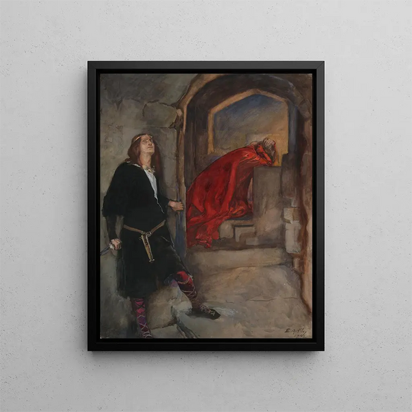 Hamlet Now I could do it now that he prays Act III Scene iii Hamlet - Edwin Austin Abbey — framed artwork on a wall