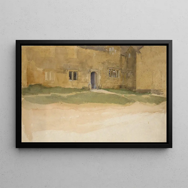 Study of an English medieval house - Edwin Austin Abbey — framed artwork on a wall