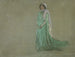 Study of a woman in a long green dress and pink scarf - Edwin Austin Abbey — artwork view