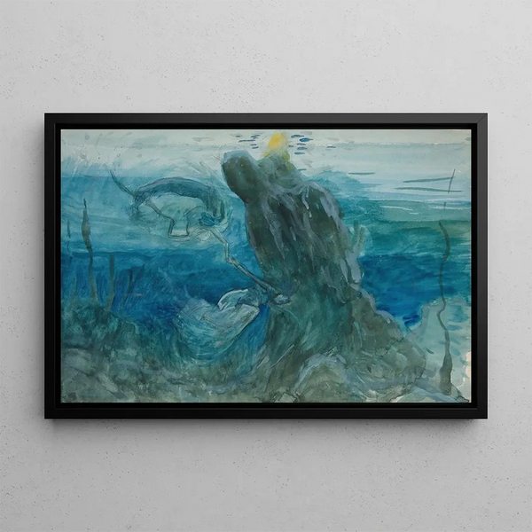 Underwater Scene Painting - Edwin Austin Abbey — framed artwork on a wall