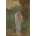 Woman in a landscape painting her long blonde hair - Edwin Austin Abbey — artwork view
