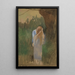 Woman in a landscape painting her long blonde hair - Edwin Austin Abbey — framed artwork on a wall