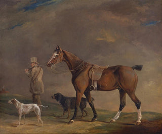 a sportsman with a hunting pony and hunting dogs - Edwin Cooper — artwork view